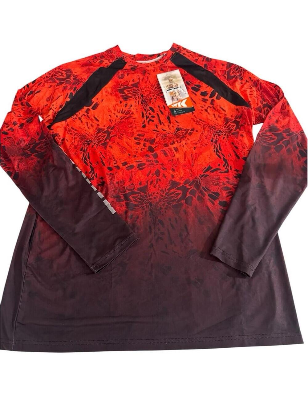 KastKing Mens Long Sleeve Shirt UPF 50 Fishing UV Protection Color Red Fish Sz L